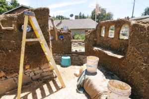 cob walls at end of workshop